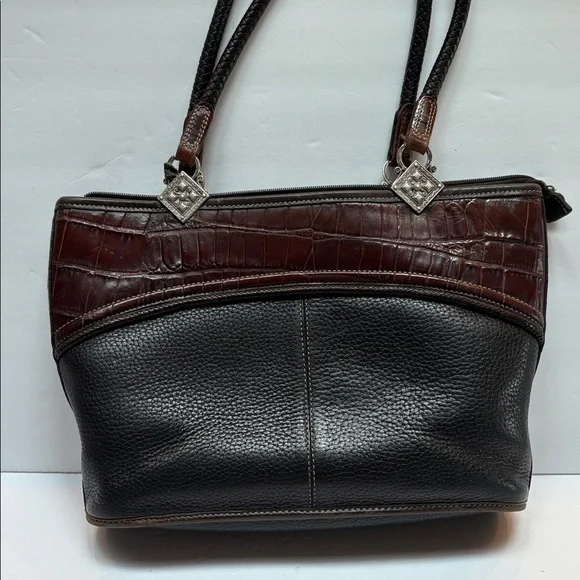 Vintage Brighton Black/ Crocodile Braided Handle Shoulder Bag - Picture 6 of 9